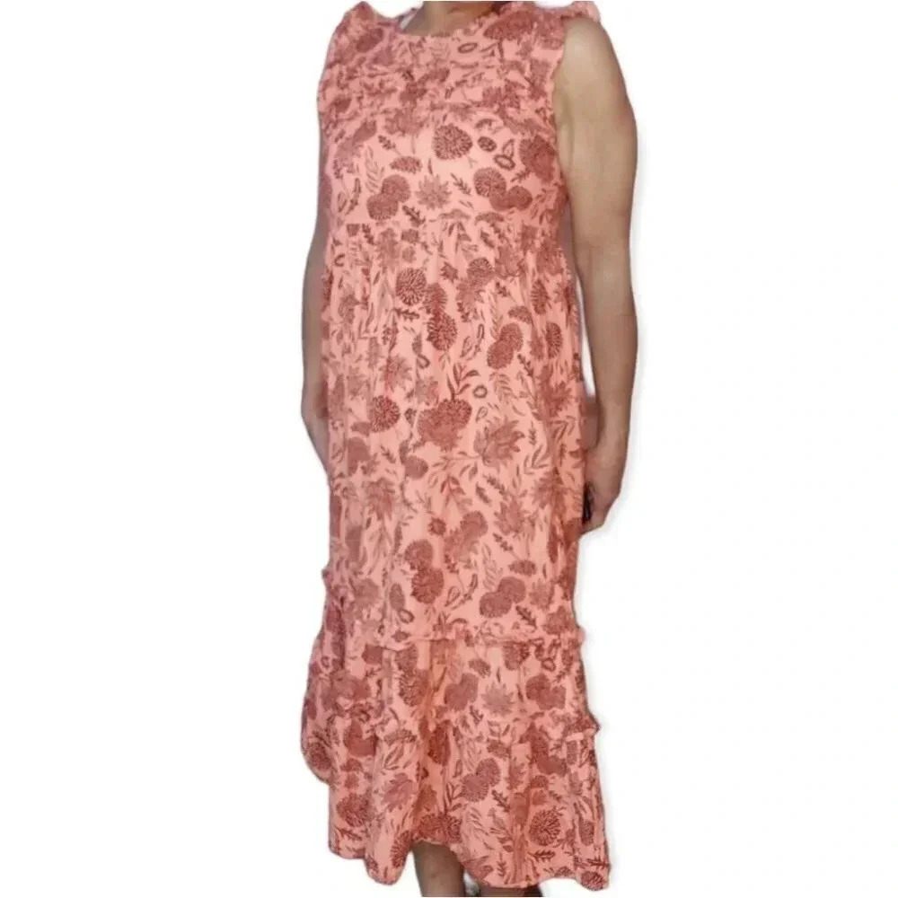 Universal Thread Peach & Coral XS Tiered Dress - Picture 3 of 10